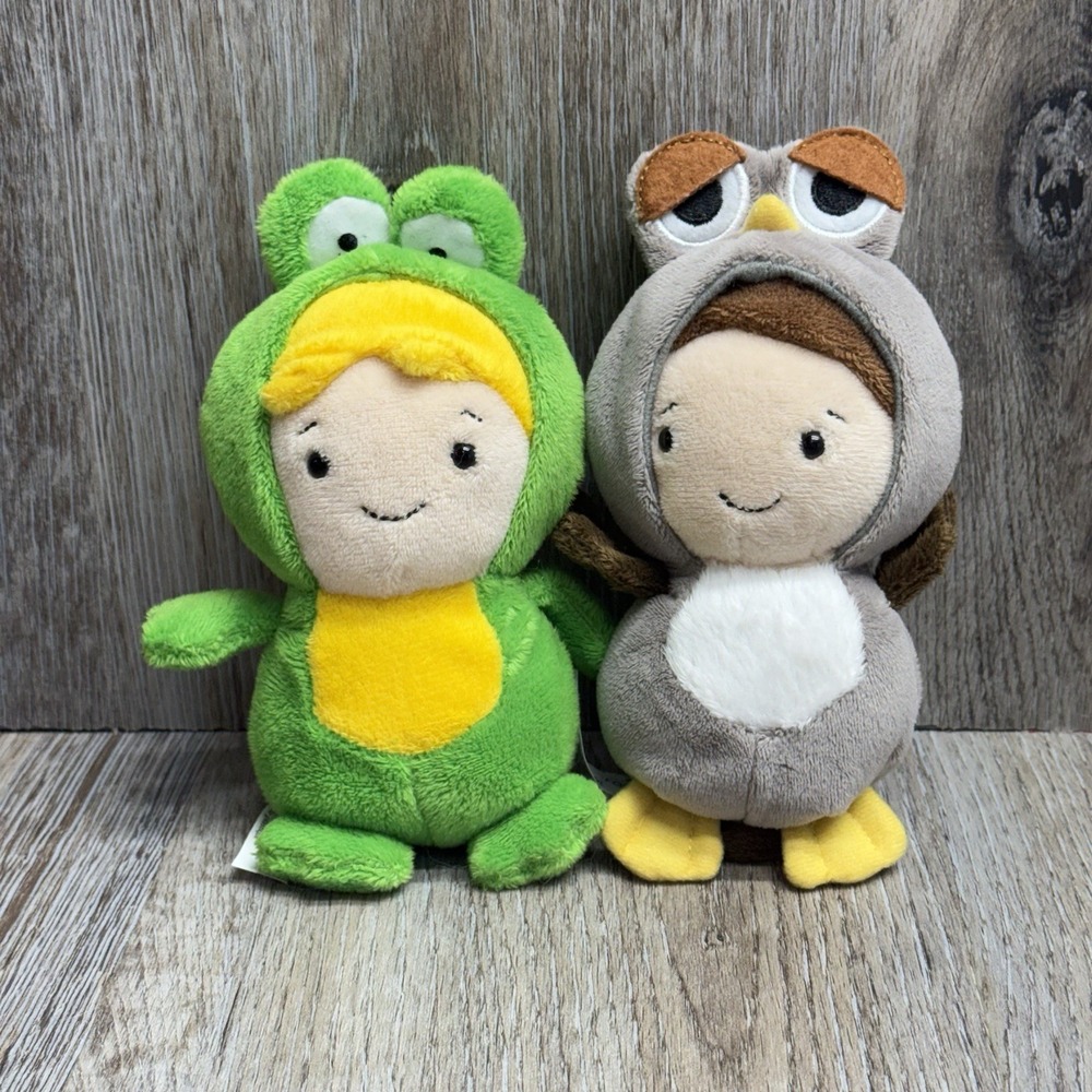 Ganz WEEMALS FROG & OWL Kids in Costume 6" Plush Toy Set of 2
